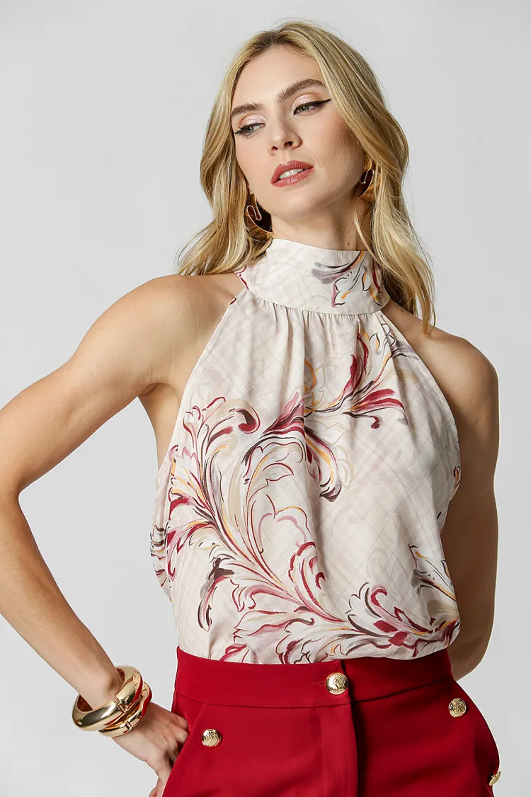 Imagem do produto Regata Brisa – Cava Americana em Crepe Fluido Estampado com Elegância para Ocasiões Especiais