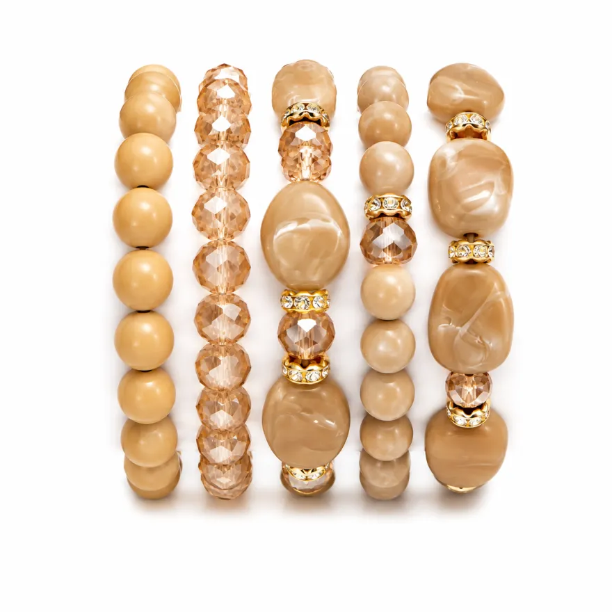 Imagem de Kit de 5 Pulseiras de Pedras Nude