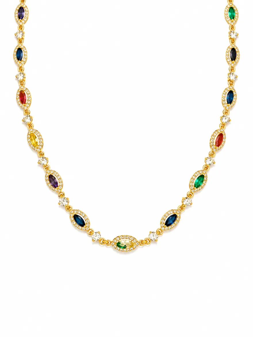 Imagem de Chocker Cravejada Raibow Dourada