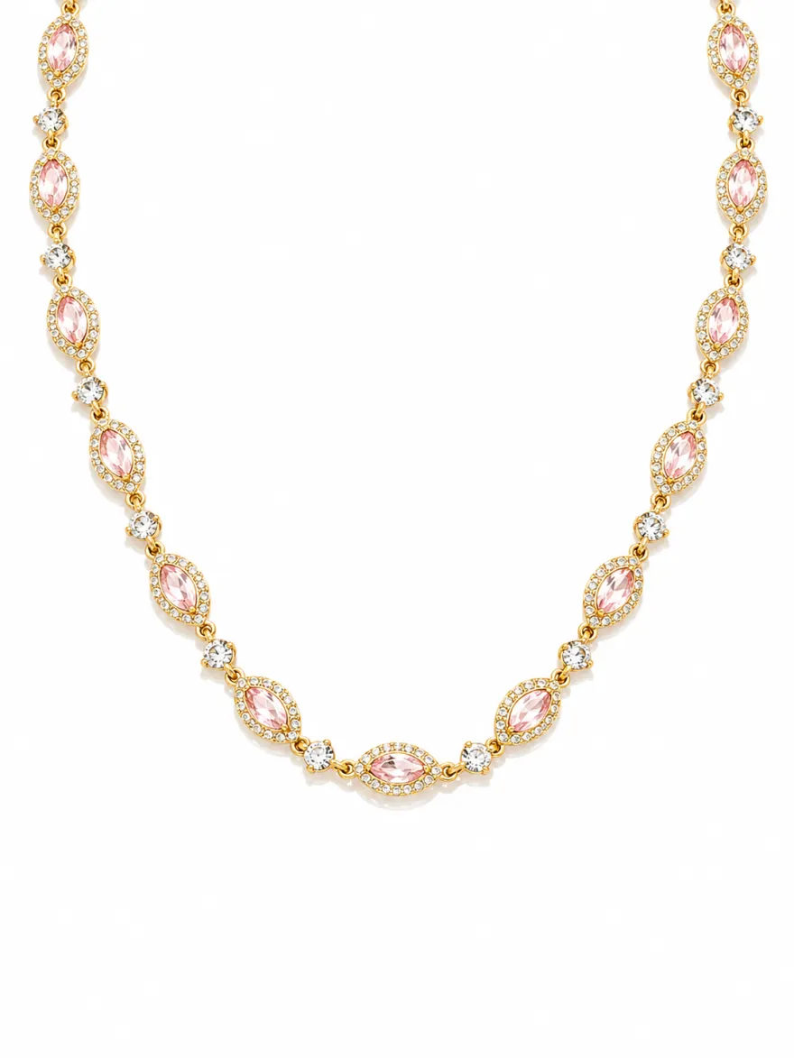 Imagem de Chocker Cravejada Rosa Dourada