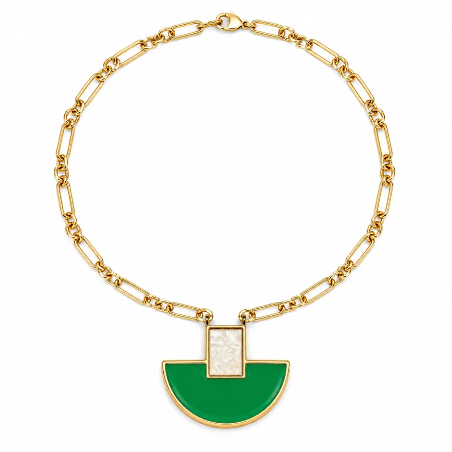 Imagem de Colar Geometric Green Gold