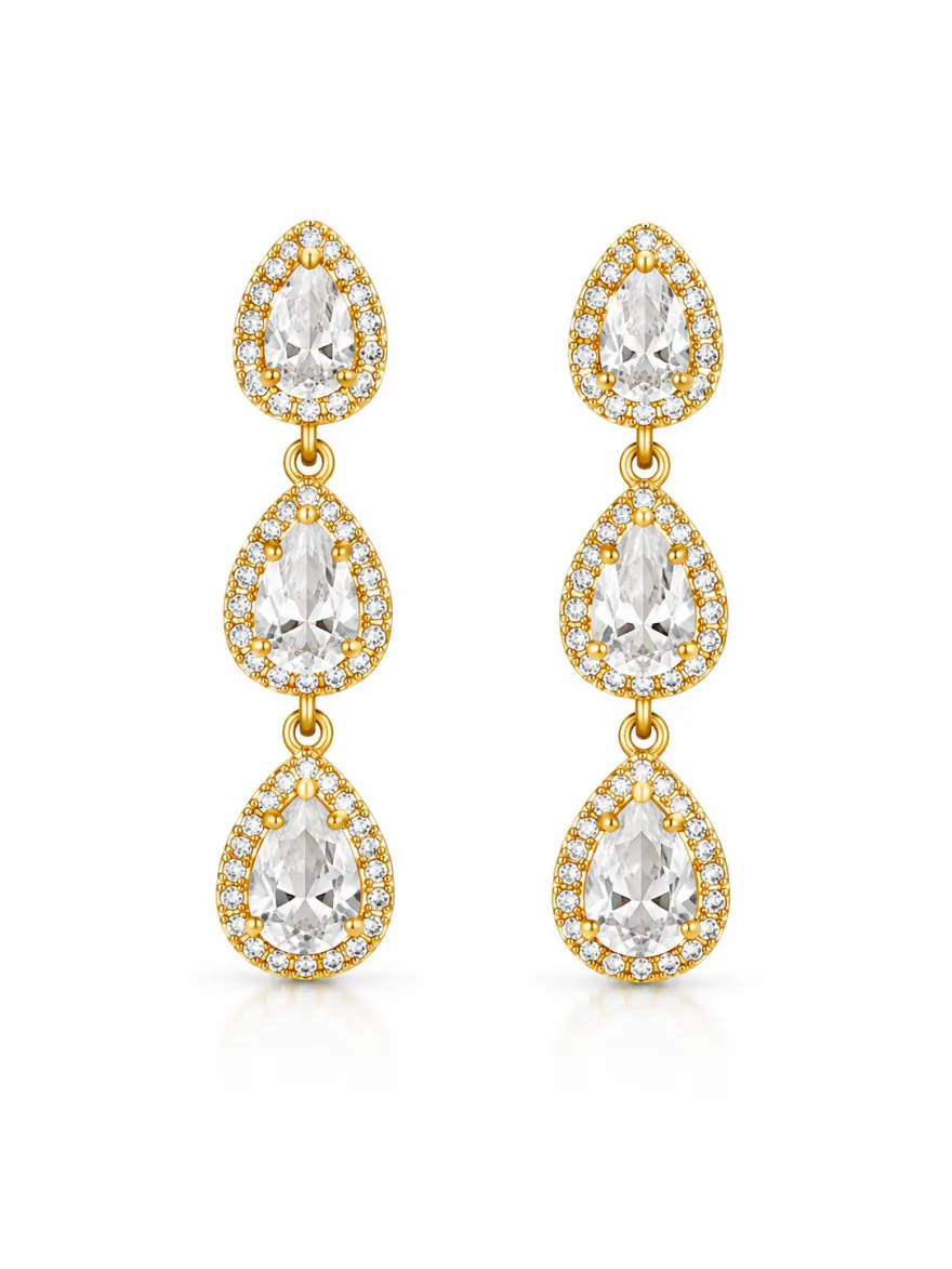 Imagem de Brinco Trio Gotas Crystal