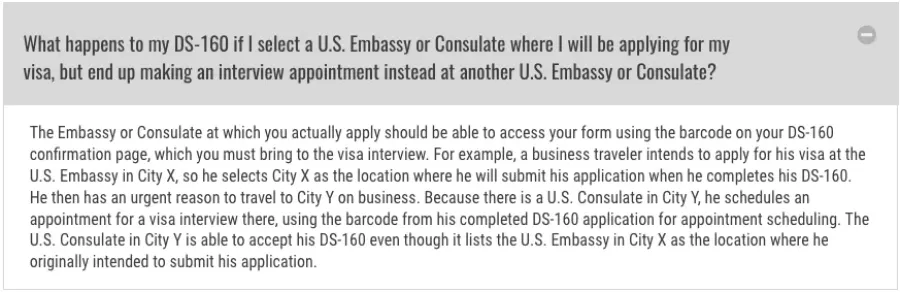 Imagem posso-comparecer-em-um-consulado-diferente-do-selecionado-no-DS-160